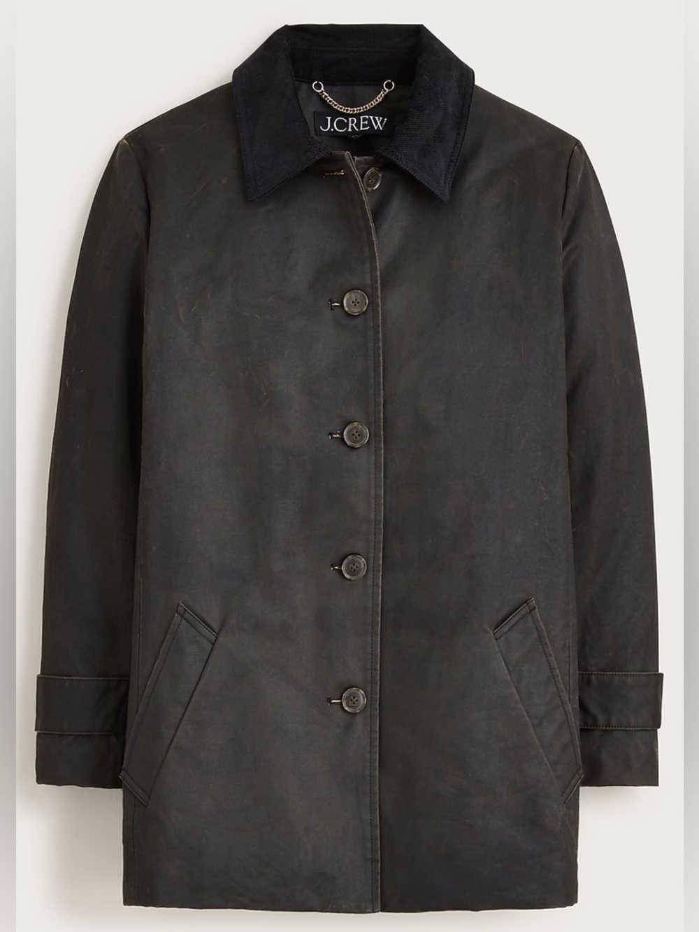 (NWT) J. Crew Waxed Coated Barn Coat Jacket Corduroy Collar
